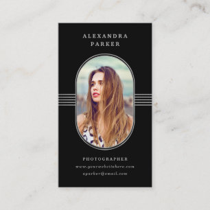 Elegant Frame   Black and Silver Photo Business Card