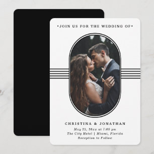 Elegant Frame   Black and White Photo Wedding Invitation
