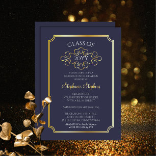Elegant Frame Blue College Graduation Party Foil