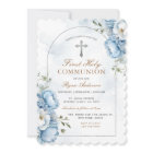 Elegant Frame Blue Floral First Holy Communion 