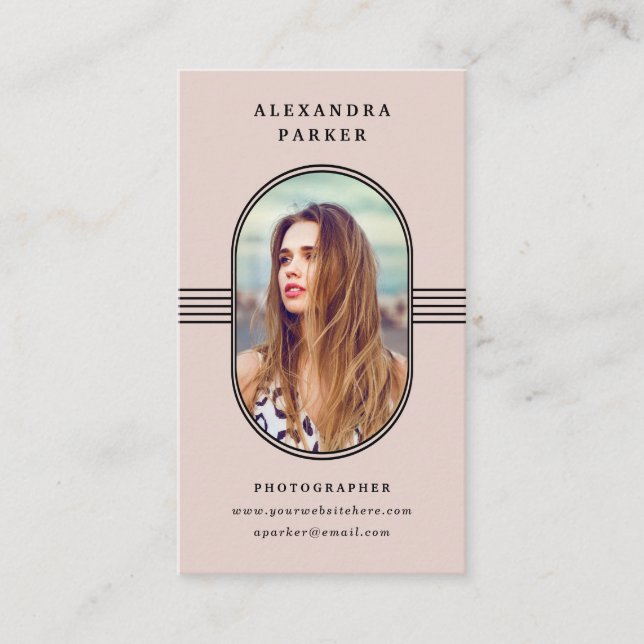 Elegant Frame | Blush Pink Photo Business Card (Front)