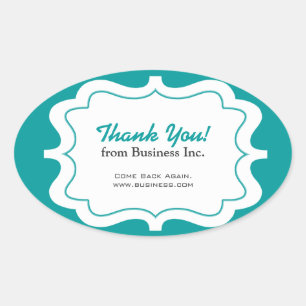 Elegant Frame Business Thank You Blue Oval Sticker