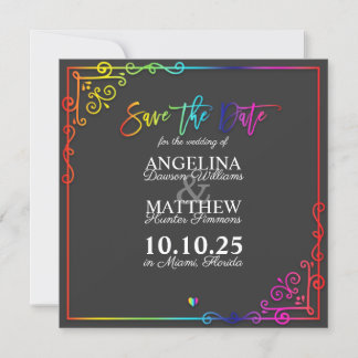 Elegant Frame Colourful Save the Date Card