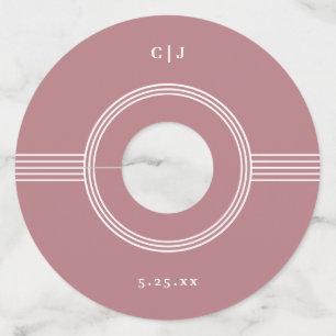 Elegant Frame   Dusty Rose Monogram Wedding Wine Glass Tag