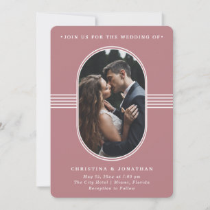 Elegant Frame   Dusty Rose Photo Wedding Invitation