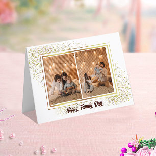 Elegant Frame Family Photos Folded Holiday Card