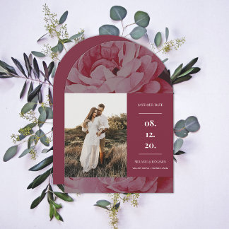 Elegant Frame Floral Photo Save the Date Invitation