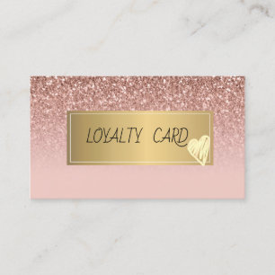Elegant Frame,Gold Heart Rose Gold Glitter Loyalty Card
