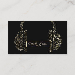 Elegant Frame,Gold Music Notes Headphone DJ Business Card