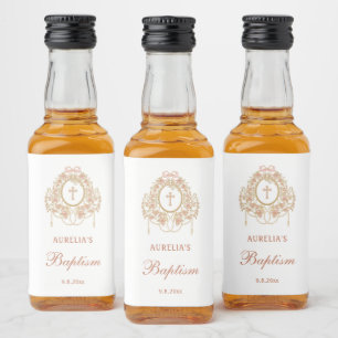 Elegant Frame Holy Cross Baptism Mini Liquor Bottle Label