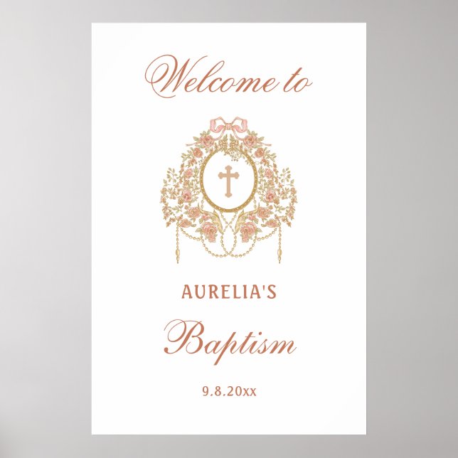 Elegant Frame Holy Cross Baptism Welcome Poster (Front)
