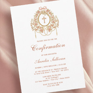Elegant Frame Holy Cross Confirmation Invitation