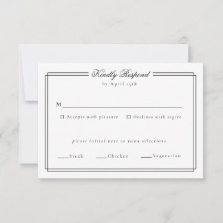 Elegant Frame Monogram Wedding Response Card
