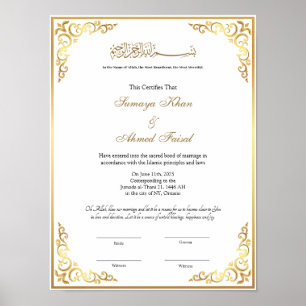 Elegant frame nikah contract poster