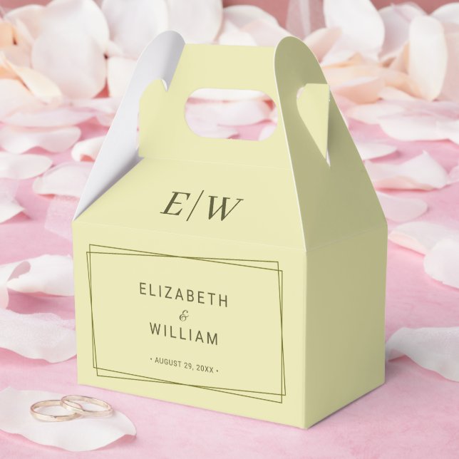 Elegant Frame on Celestial Yellow Monogram Wedding Favour Box (Wedding)