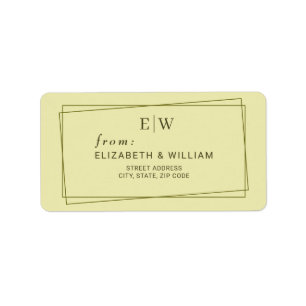 Elegant Frame on Celestial Yellow Monogram Wedding Label
