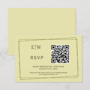 Elegant Frame on Celestial Yellow Monogram Wedding RSVP Card