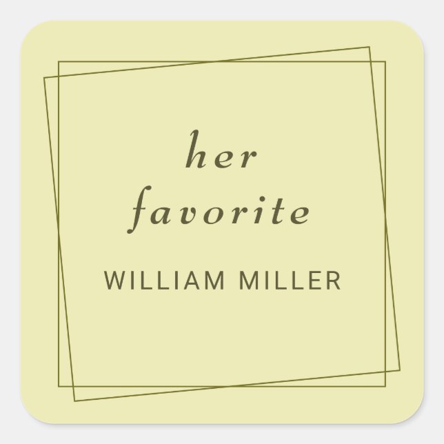 Elegant Frame on Celestial Yellow Monogram Wedding Square Sticker (Front)