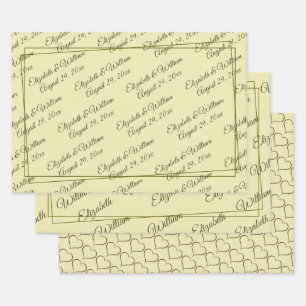 Elegant Frame on Celestial Yellow Monogram Wedding Wrapping Paper Sheet