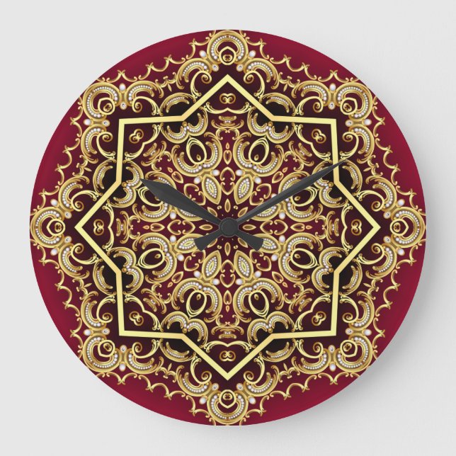 Elegant frame: pearl and gold. large clock (Front)