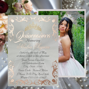 Elegant Frame & Photo on Pastel Green Quinceanera