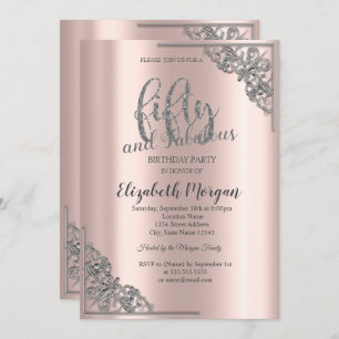 Elegant Frame Rose Gold 50th Birthday Party   Invitation