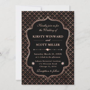 Elegant Frame Rose Gold Art Deco Wedding Invitation