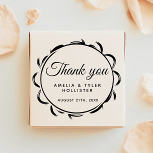 Elegant Frame Script Thank you Wedding Rubber Stamp