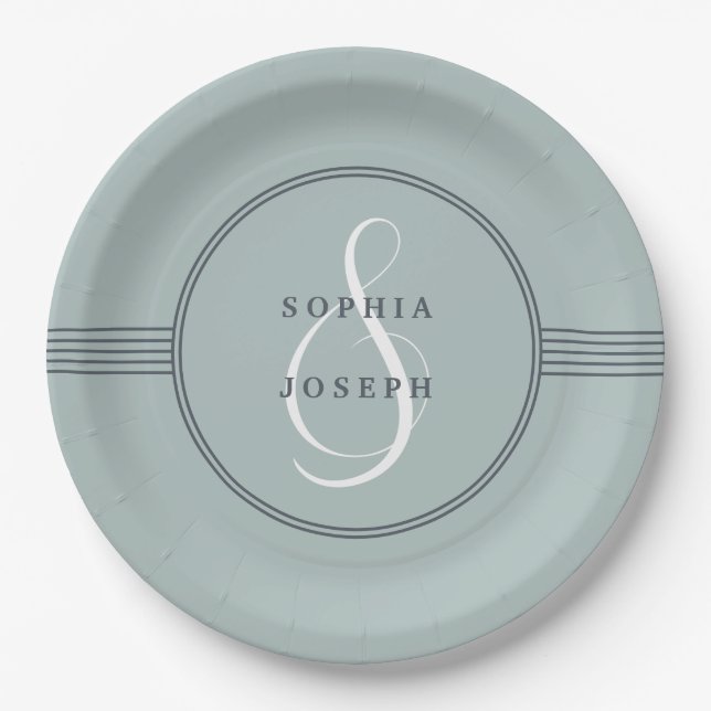 Elegant Frame | Sea Glass Wedding Paper Plate (Front)