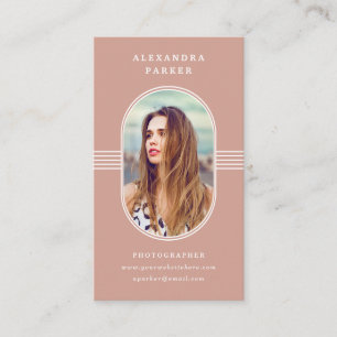 Elegant Frame   Terracotta and White Photo Business Card