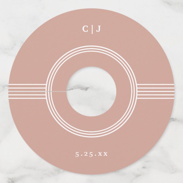 Elegant Frame | Terracotta Monogram Wedding Wine Glass Tag (Front)