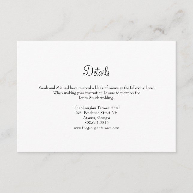 Elegant Frame Wedding Details Card (Front)