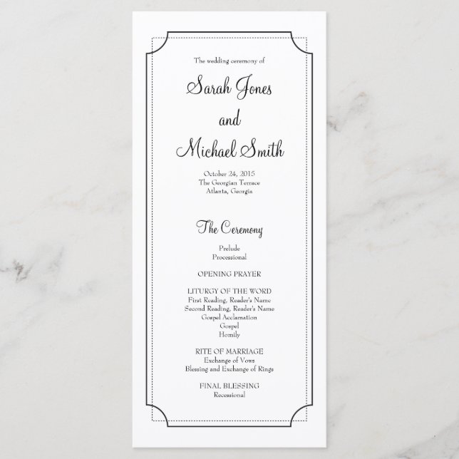 Elegant Frame Wedding Program Programme (Front)