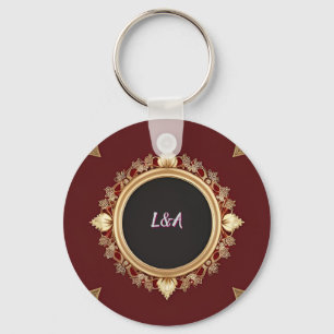Elegant Frame With Ornate Floral Decoration Key Ring