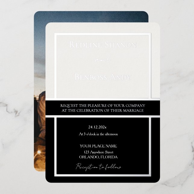 Elegant Framed Ivory & Black Design Silver (Front/Back)