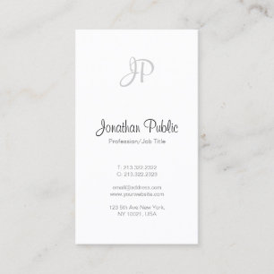 Elegant Freehand Script Monogram Modern Clean Top Business Card