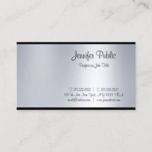 Elegant Freehand Script Silver Look Sleek Glamour Business Card