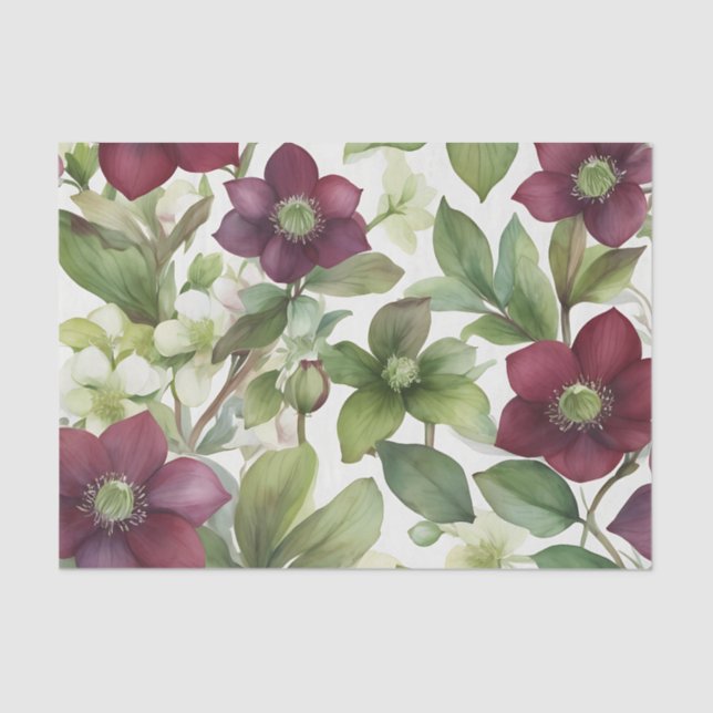 Elegant Freesia Floral Purple Watercolor  Tissue Paper (Front)