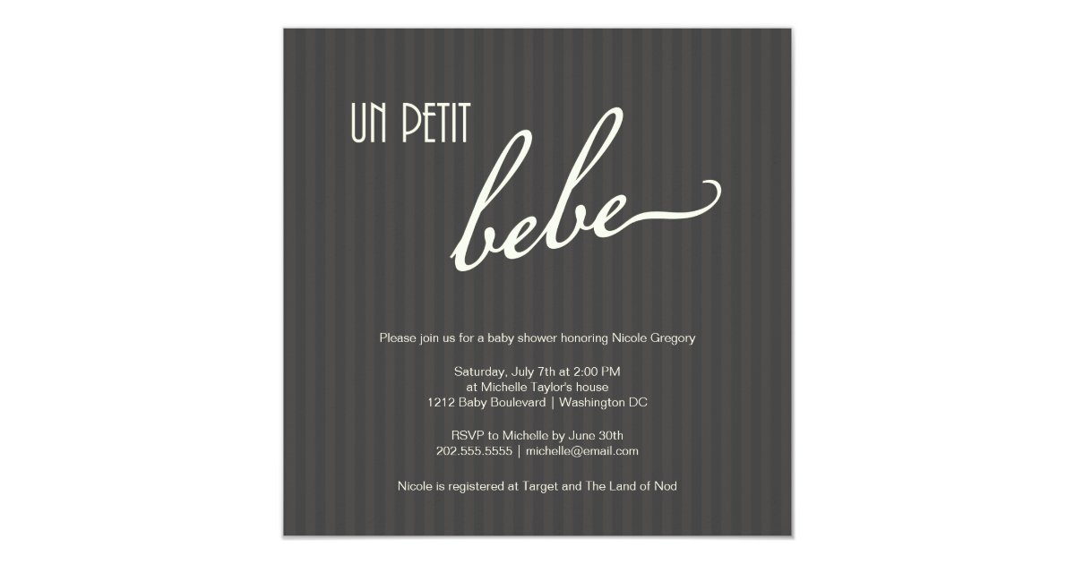 Elegant French Baby Shower Card Zazzle.co.uk