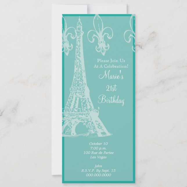 Elegant French Birthday Celebration Party Invitation (Front)