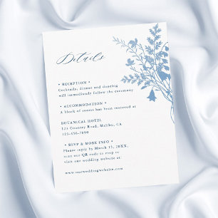 Elegant French Blue Botanical Wedding Details Enclosure Card