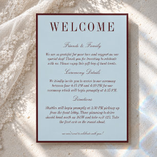 Elegant French Blue & Burgundy Wedding Welcome Programme