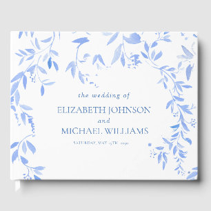 Elegant French Blue Floral Botanical Wedding Guest Book
