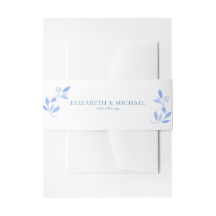 Elegant French Blue Floral Botanical Wedding Invitation Belly Band