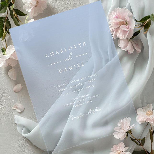 Elegant French Blue Gradient Acrylic Wedding Invitations (Elegant French Blue Gradient Acrylic Wedding Acrylic Invitations)