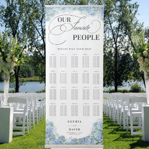 Elegant French Blue Hydrangea Wedding Seating  Retractable Banner
