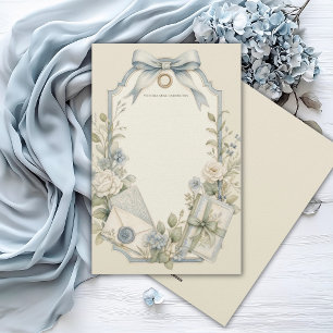 Elegant French Blue Sage Floral Personalised Stationery