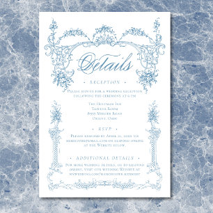Elegant French Blue Victorian Chinoiserie Wedding Enclosure Card