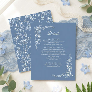 Elegant French Blue Vintage Floral Wedding Enclosure Card