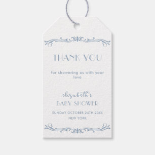 Elegant French Blue Vintage Frame Baby Shower  Gift Tags